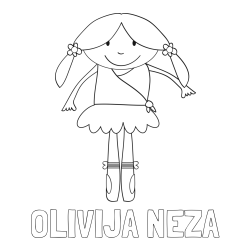 Online izdelana pobarvanka - Pobarvanka imena OLIVIJA NEŽA in otroška pobarvanka nasmejane baletke