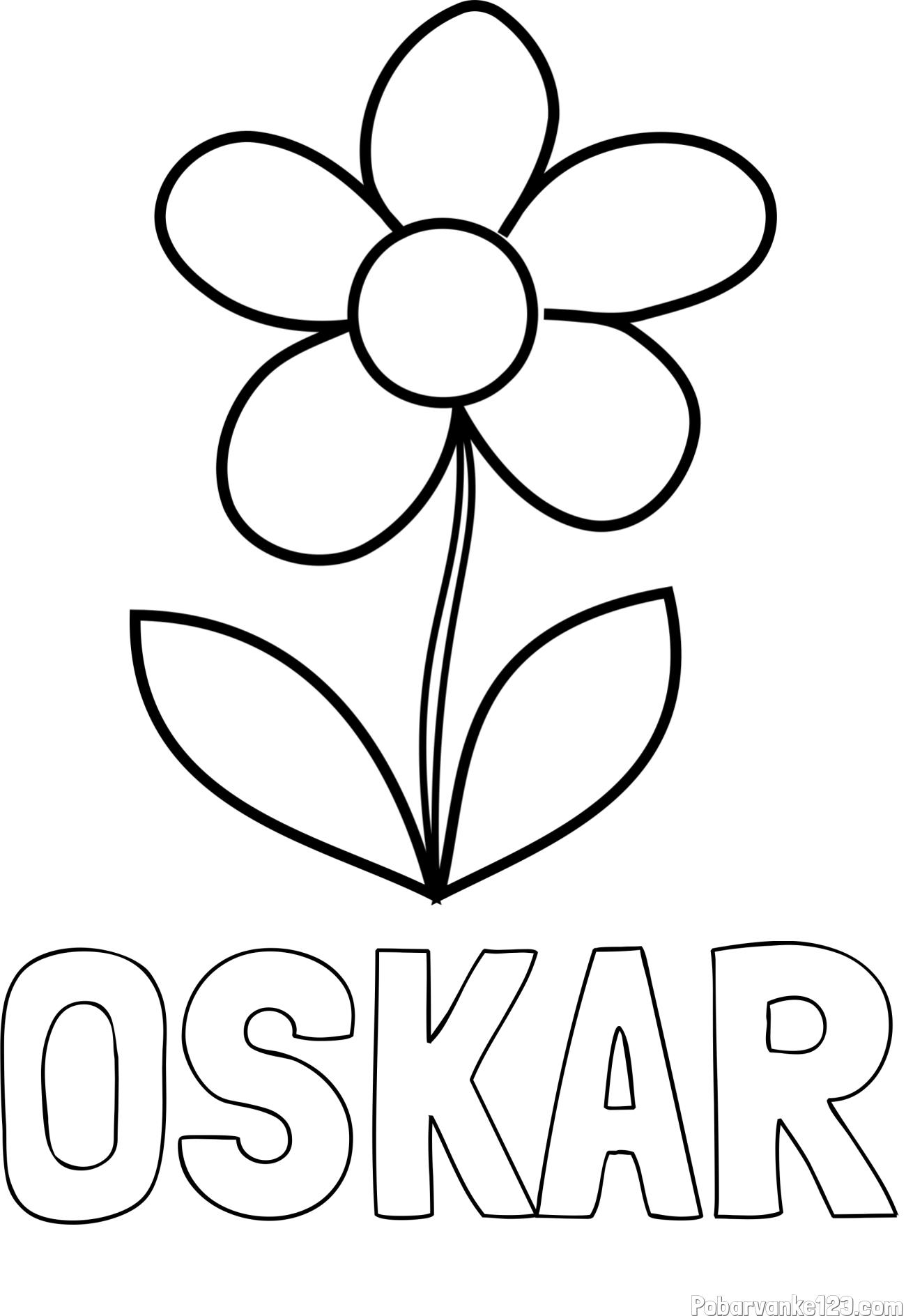 Pobarvanka imena OSKAR in otroška pobarvanka rože