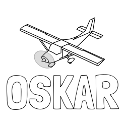 Online izdelana pobarvanka - Pobarvanka imena OSKAR in pobarvanka letala med letom