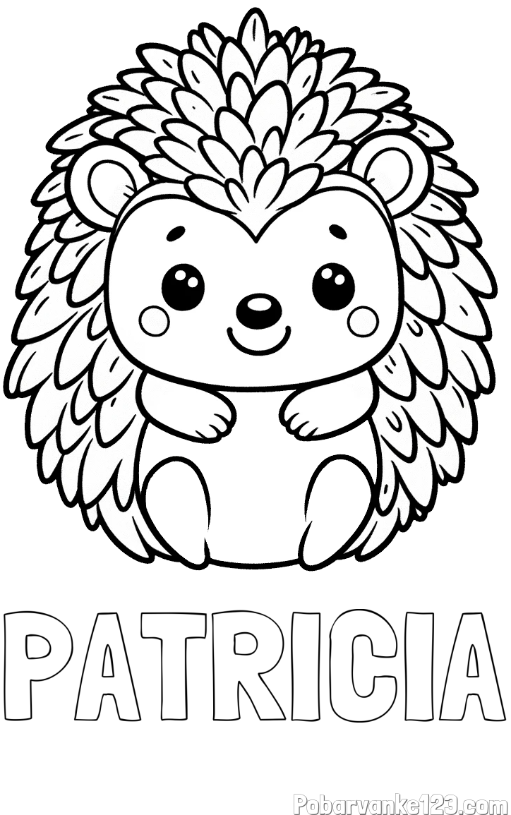 Pobarvanka imena PATRICIA in pobarvanka prikupnega ježa