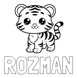 Online izdelana pobarvanka - Pobarvanka imena ROZMAN in pobarvanka ljubkega tigrčka