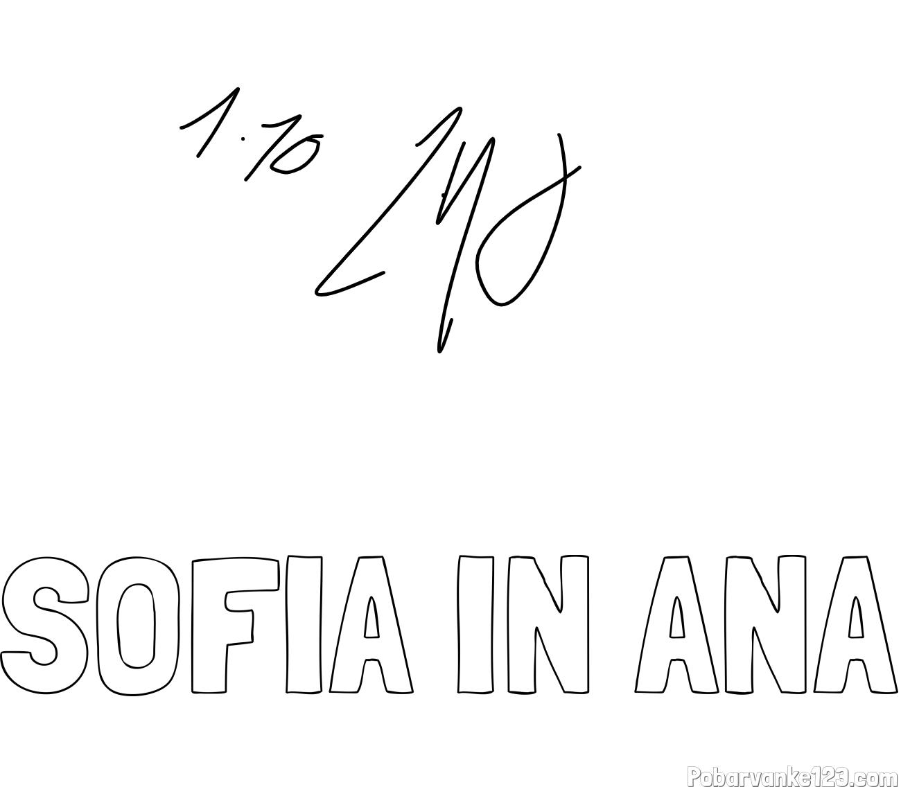 Pobarvanka imena SOFIA IN ANA in POŠTEVANKA 10