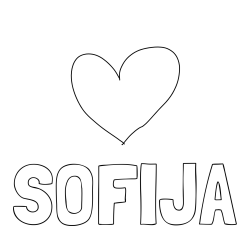 Online izdelana pobarvanka - Pobarvanka imena SOFIJA in srček