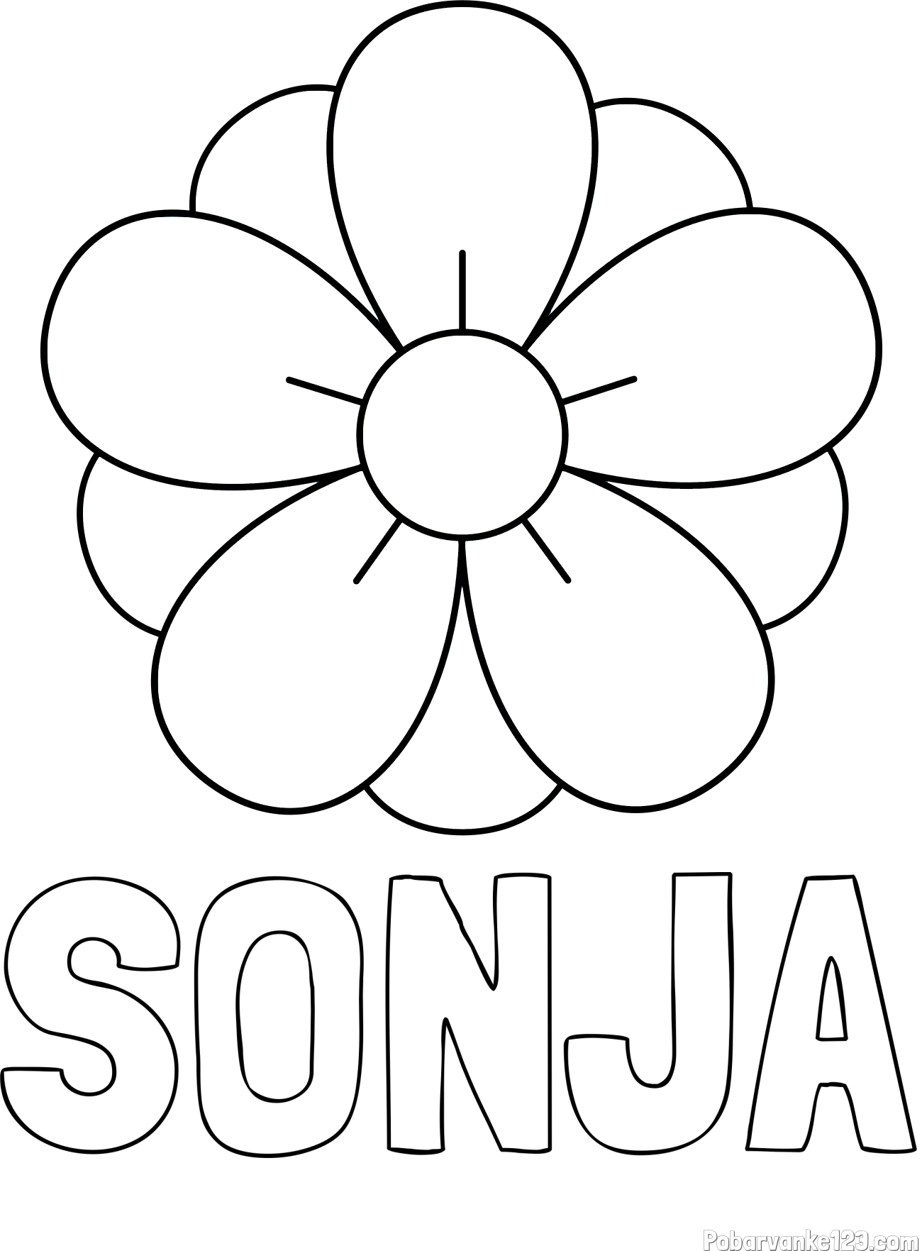 Pobarvanka imena SONJA in pobarvanka lepega cveta