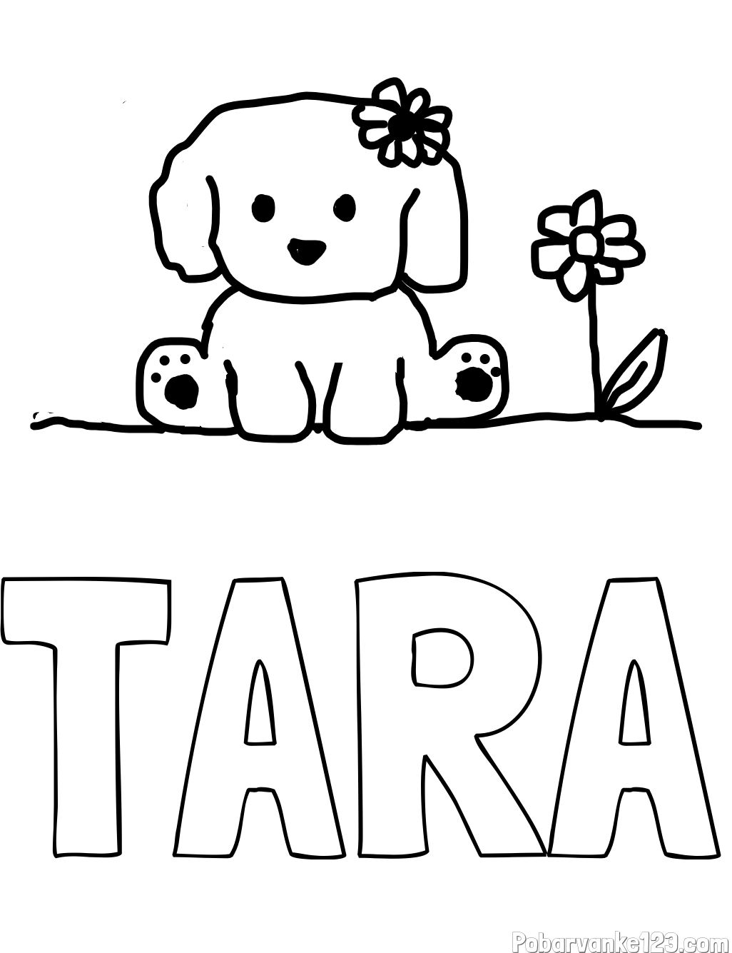 Pobarvanka imena TARA in KUŽIKA
