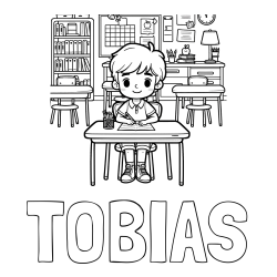 Online izdelana pobarvanka - Pobarvanka imena TOBIAS in pobarvanka učenca v učilnici