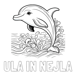 Online izdelana pobarvanka - Pobarvanka imena ULA IN NEJLA in pobarvanka ljubkega delfina