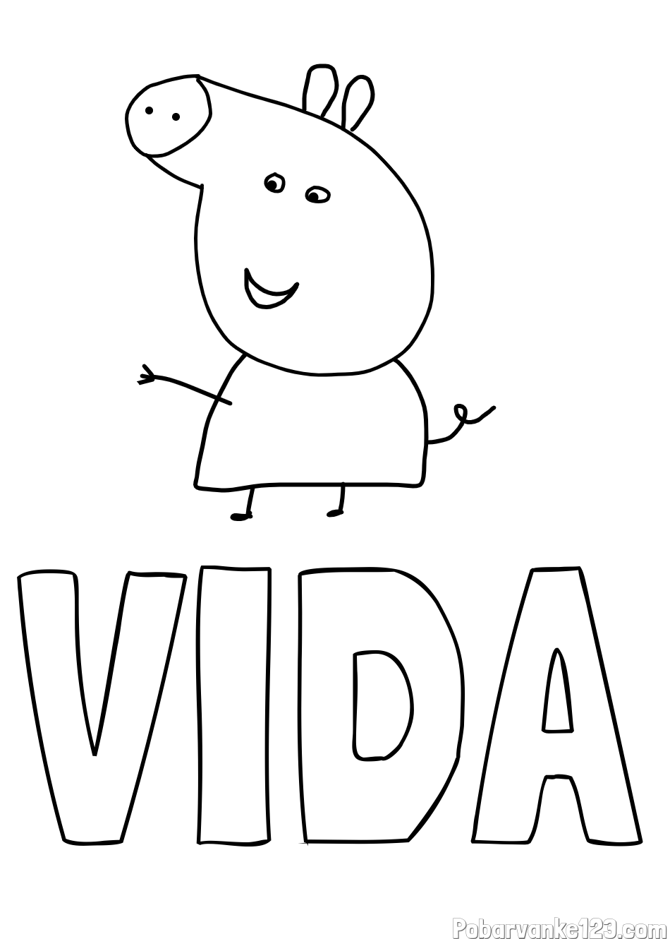 Pobarvanka imena VIDA in pobarvanka pujse PEPE 🐽