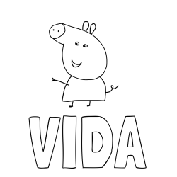 Online izdelana pobarvanka - Pobarvanka imena VIDA in pobarvanka pujse PEPE 🐽