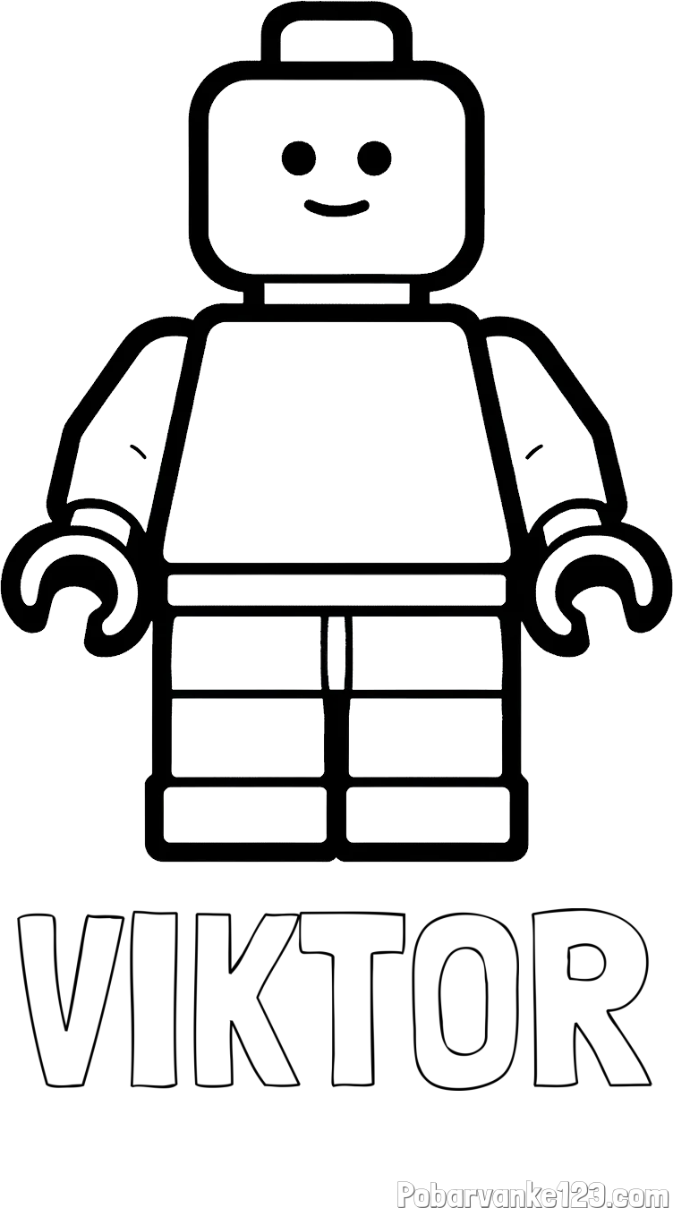 Pobarvanka imena VIKTOR in pobarvanka LEGO figurice fanta