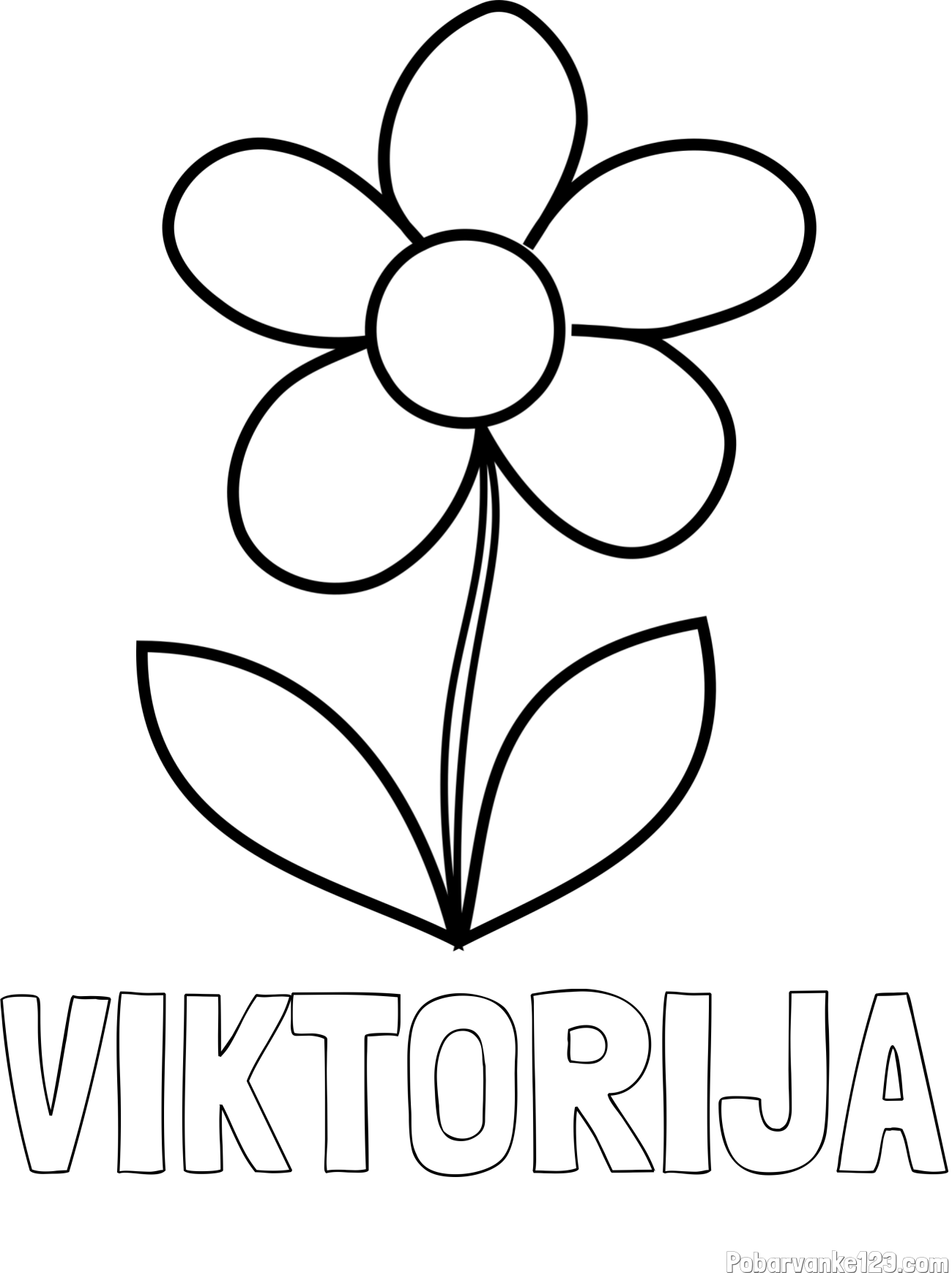Pobarvanka imena VIKTORIJA in otroška pobarvanka rože
