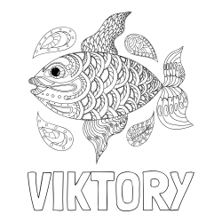Online izdelana pobarvanka - Pobarvanka imena VIKTORY in pobarvanka pisane ribe