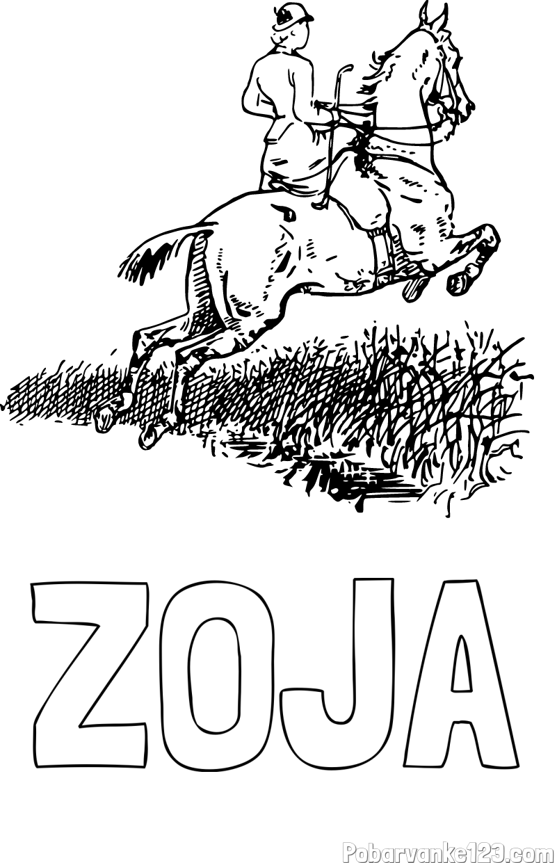 Pobarvanka imena ZOJA in pobarvanka jahalke