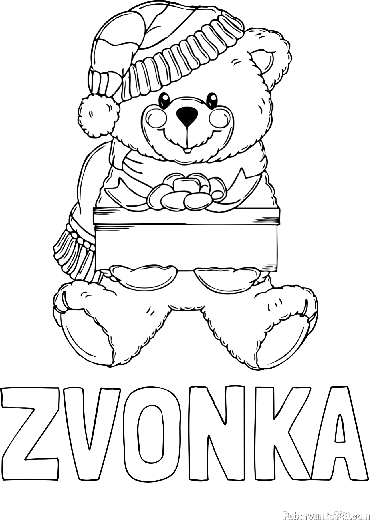 Pobarvanka imena ZVONKA in pobarvanka ljubkega medvedka