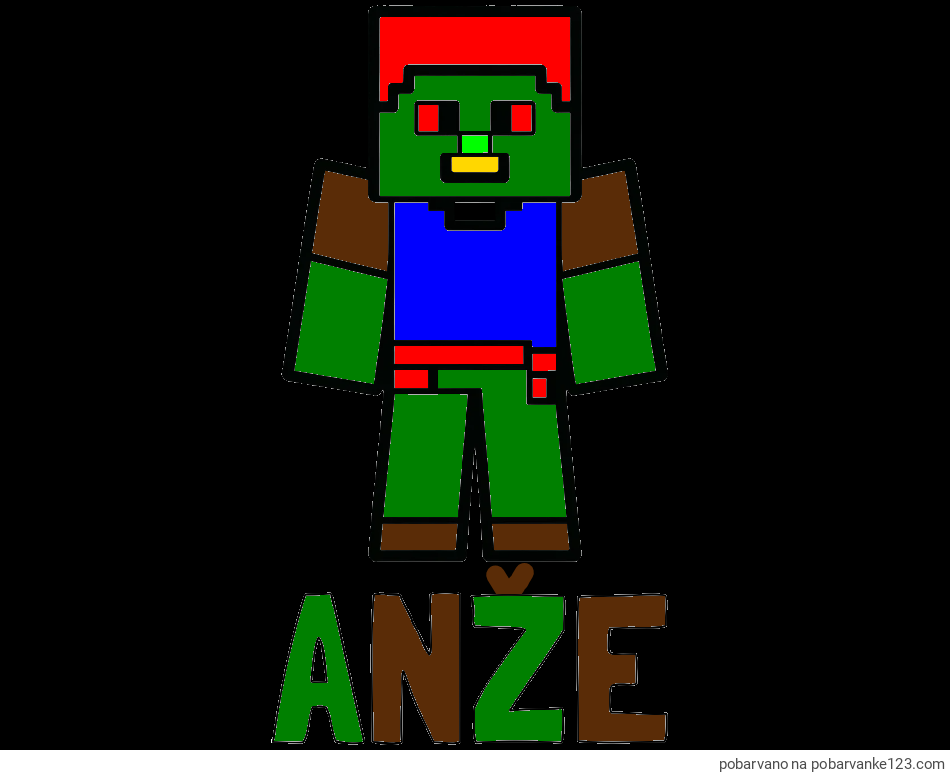 POBARVANA POBARVANKA - Pobarvanka imena ANŽE in pobarvanka Minecraft figurice