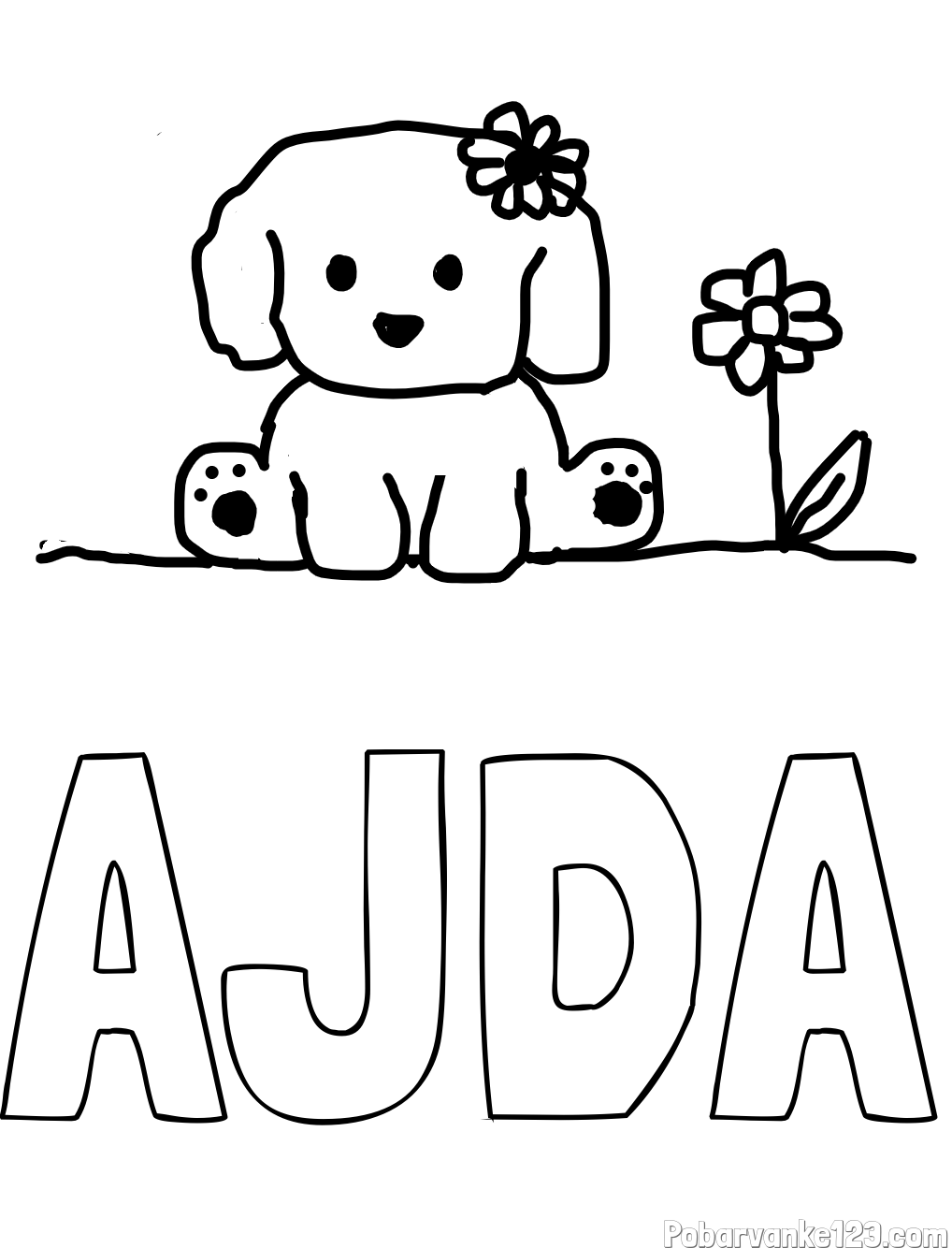 Pobarvanka imena AJDA in KUŽIKA