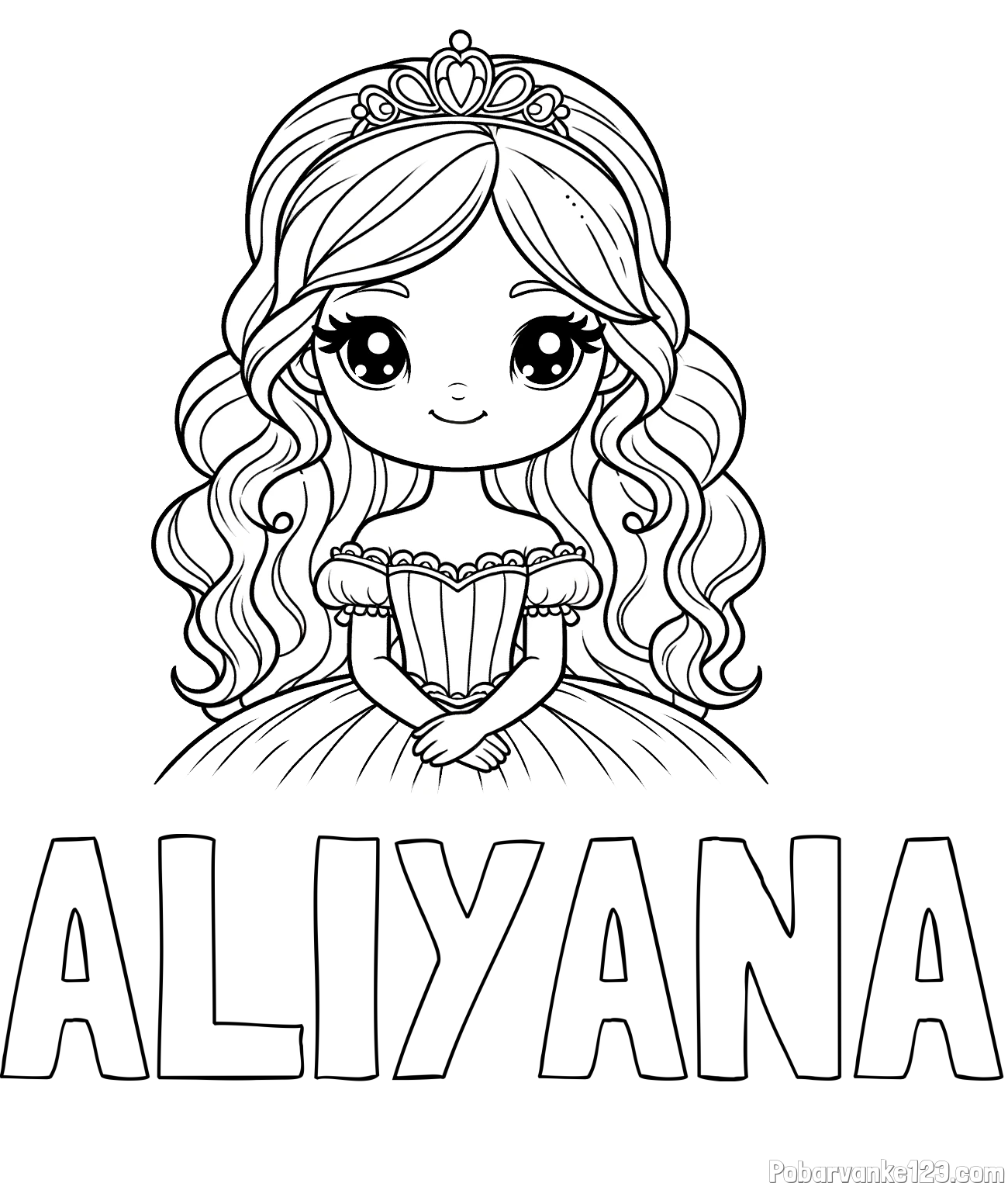 Pobarvanka imena ALIYANA in pobarvanka ljubke princese