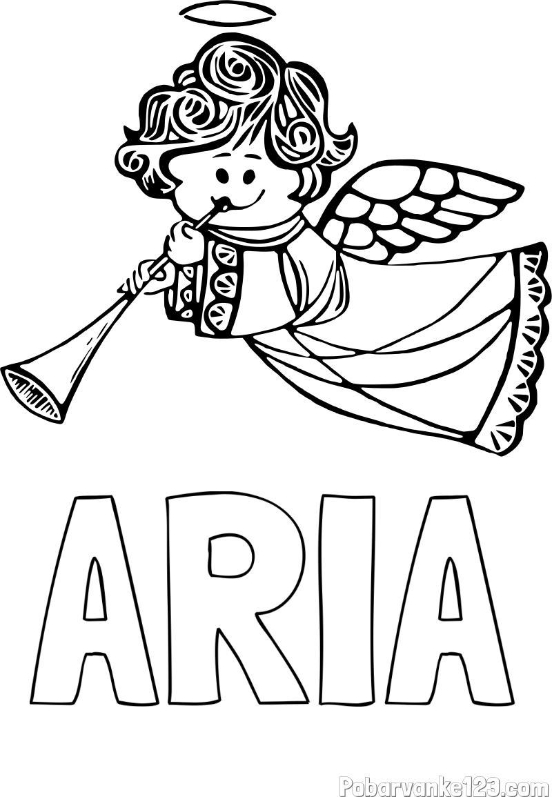 Pobarvanka imena ARIA in pobarvanka angelčka