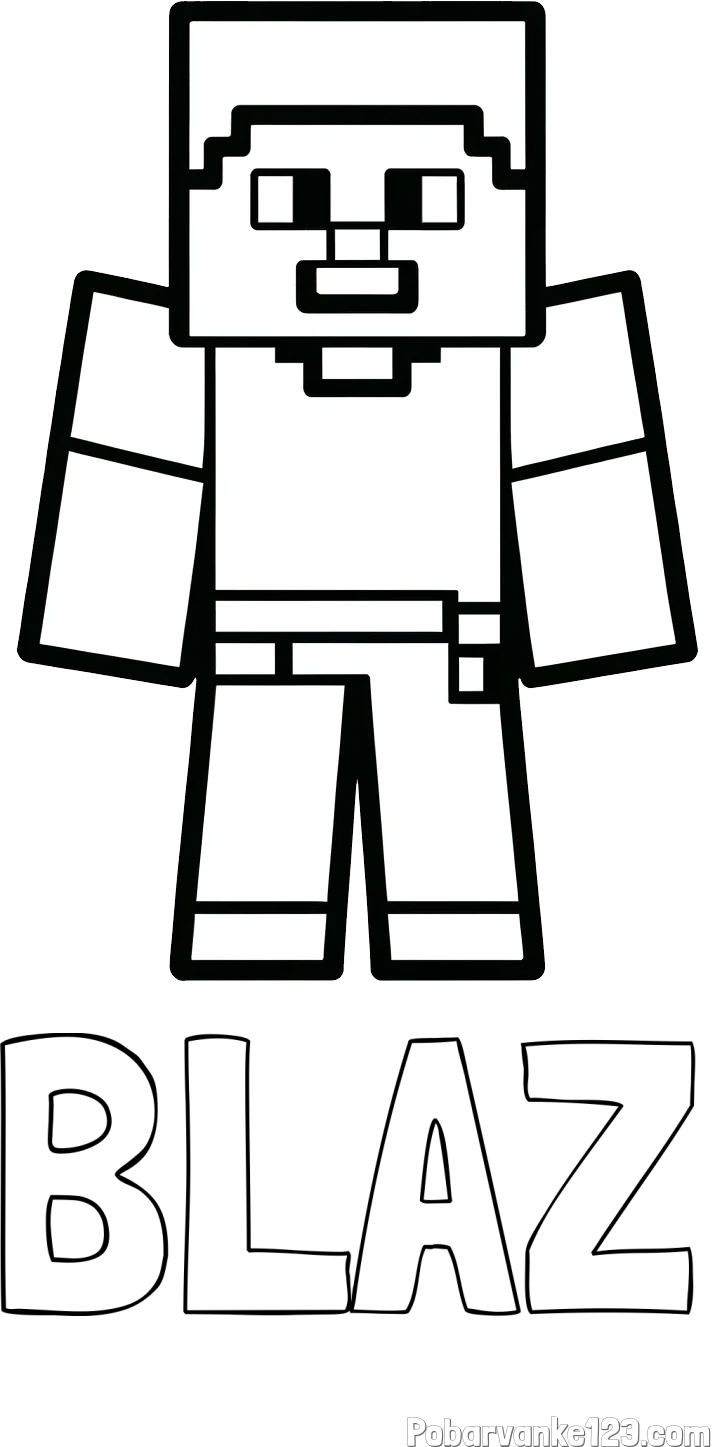 Pobarvanka imena BLAŽ in pobarvanka Minecraft figurice