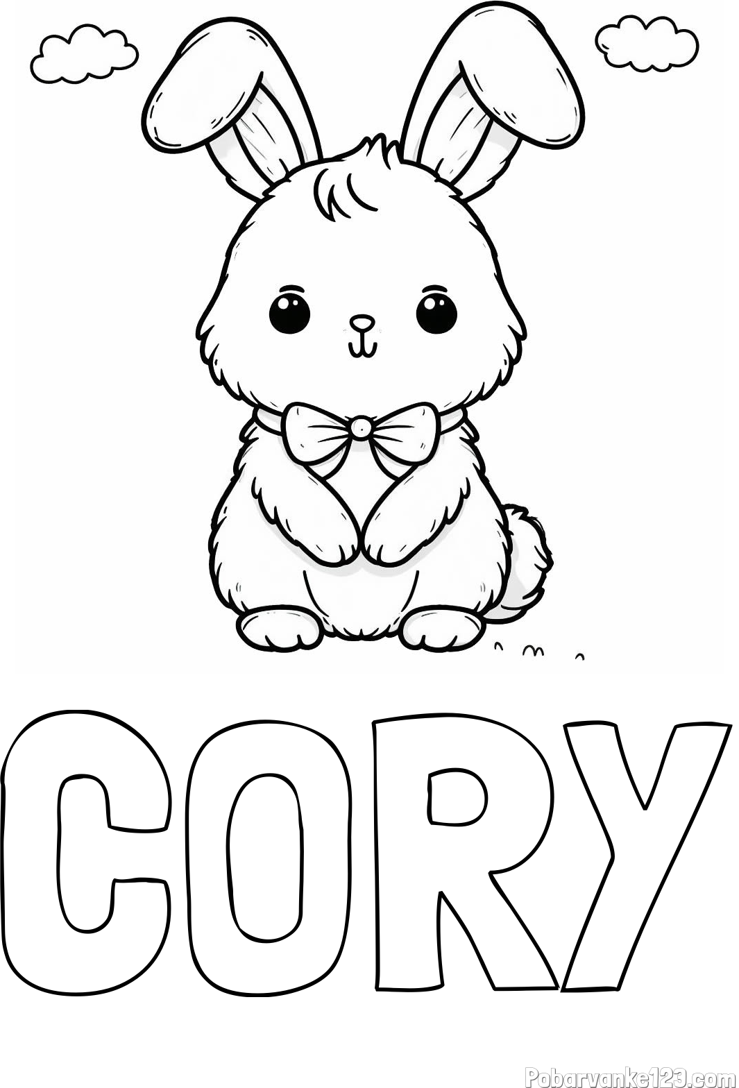 Pobarvanka imena CORY in pobarvanka prikupnega zajčka