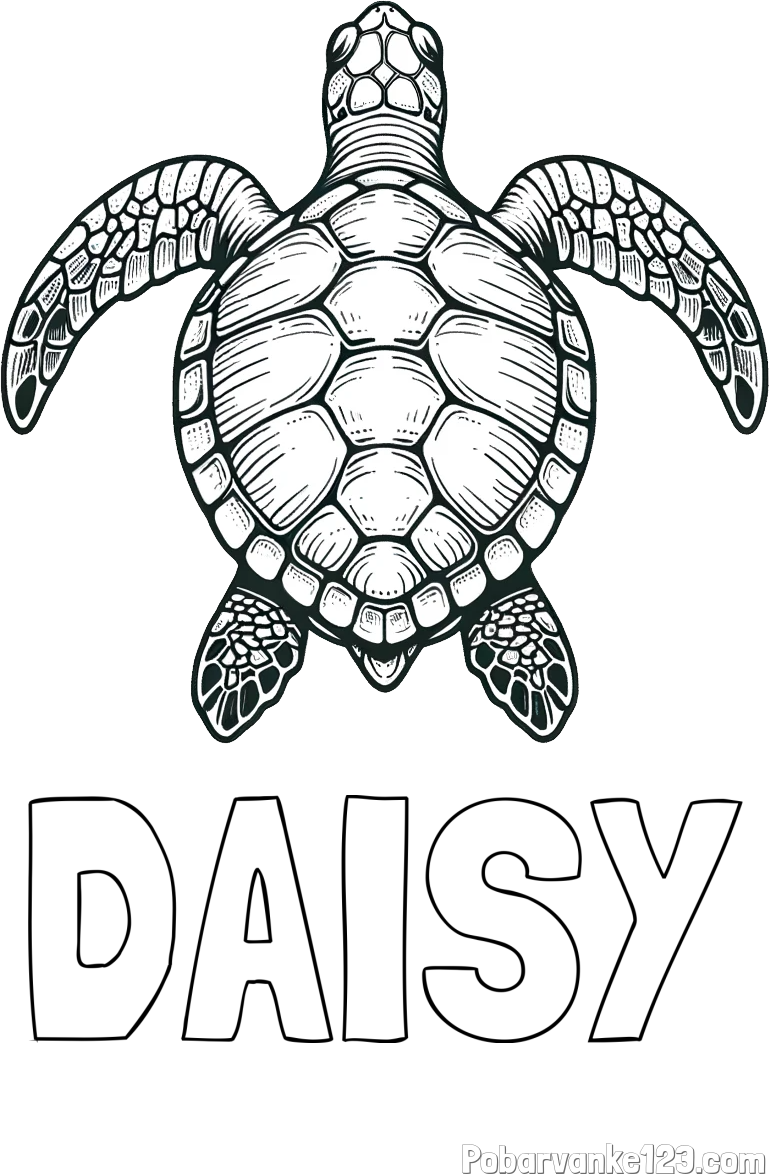 Pobarvanka imena DAISY in enostavna pobarvanka želve