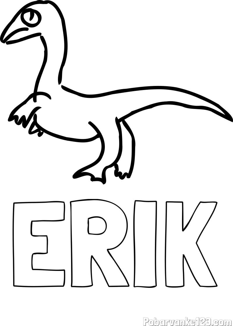Pobarvanka imena ERIK in pobarvanka žalostnega dinozavra