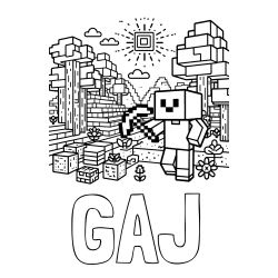Online izdelana pobarvanka - Pobarvanka imena GAJ in pobarvanka Minecraft sveta