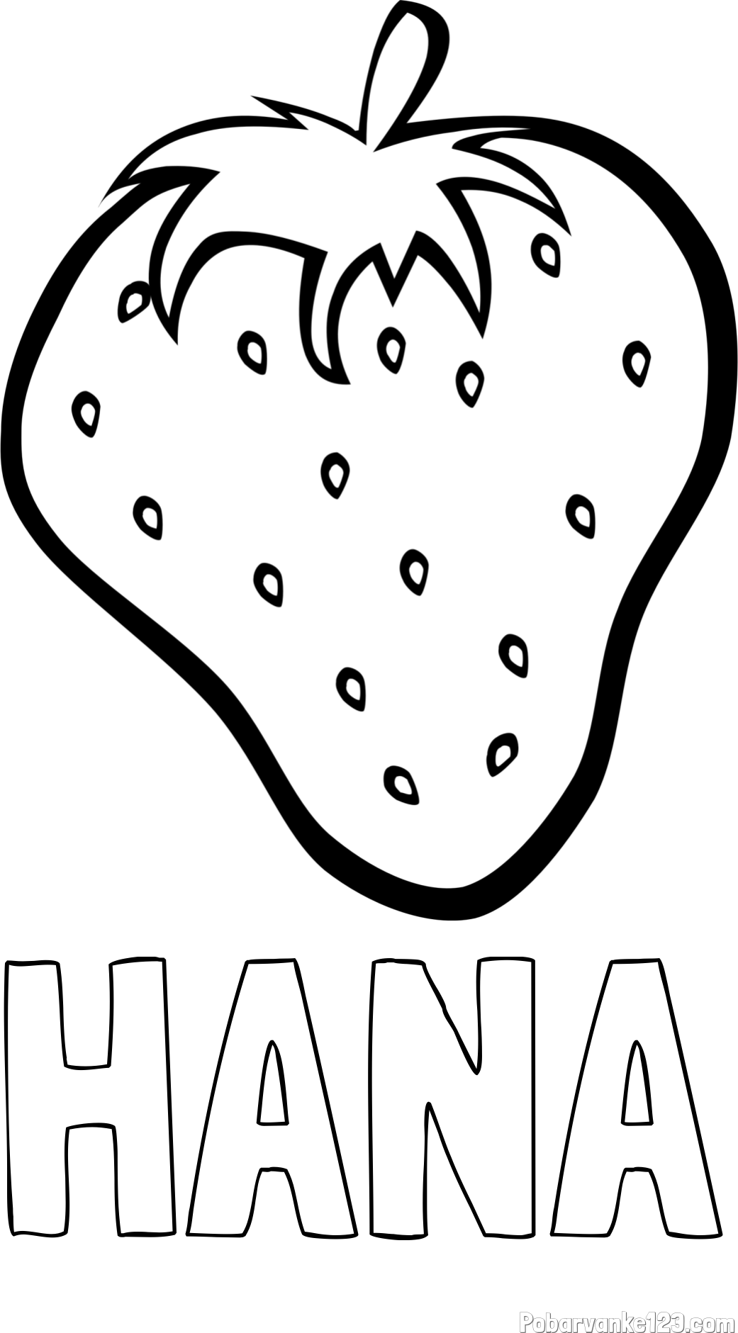 Pobarvanka imena HANA in pobarvanka sočne jagode