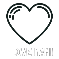 Online izdelana pobarvanka - Pobarvanka imena I LOVE MAMI in pobarvanka lepega srčka