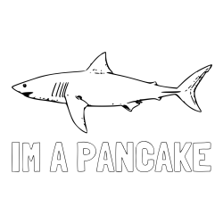 Online izdelana pobarvanka - Pobarvanka imena IM A PANCAKE in pobarvanka morskega psa