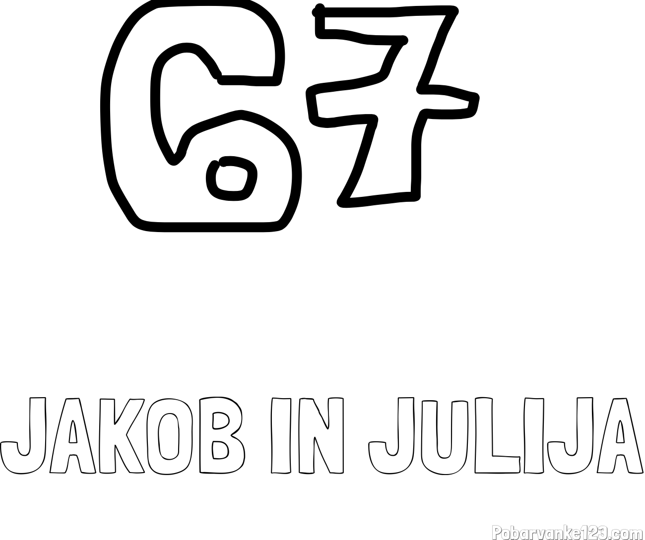 Pobarvanka imena JAKOB IN JULIJA in 67*six-seven*67*six-seven
