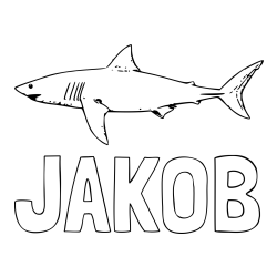 Online izdelana pobarvanka - Pobarvanka imena JAKOB in pobarvanka morskega psa