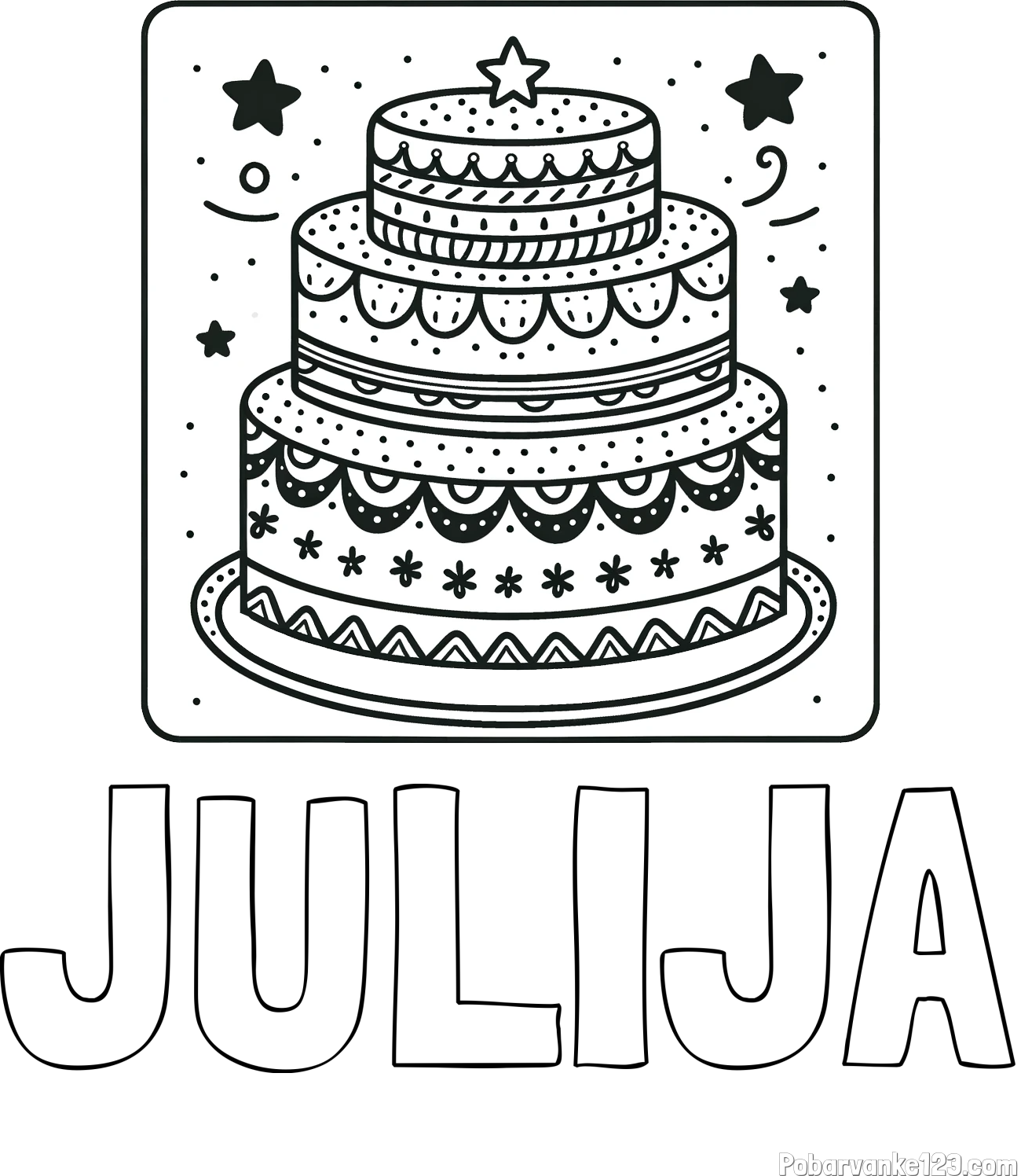 Pobarvanka imena JULIJA in pobarvanka slastne torte