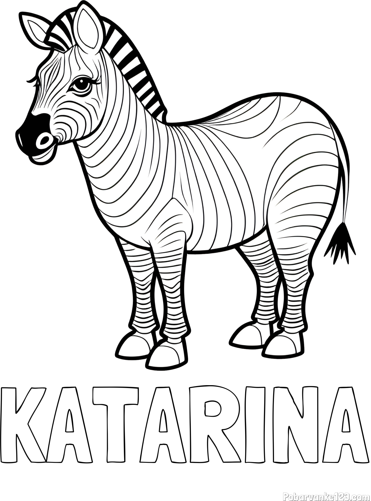 Pobarvanka imena KATARINA in pobarvanka ljubke zebre