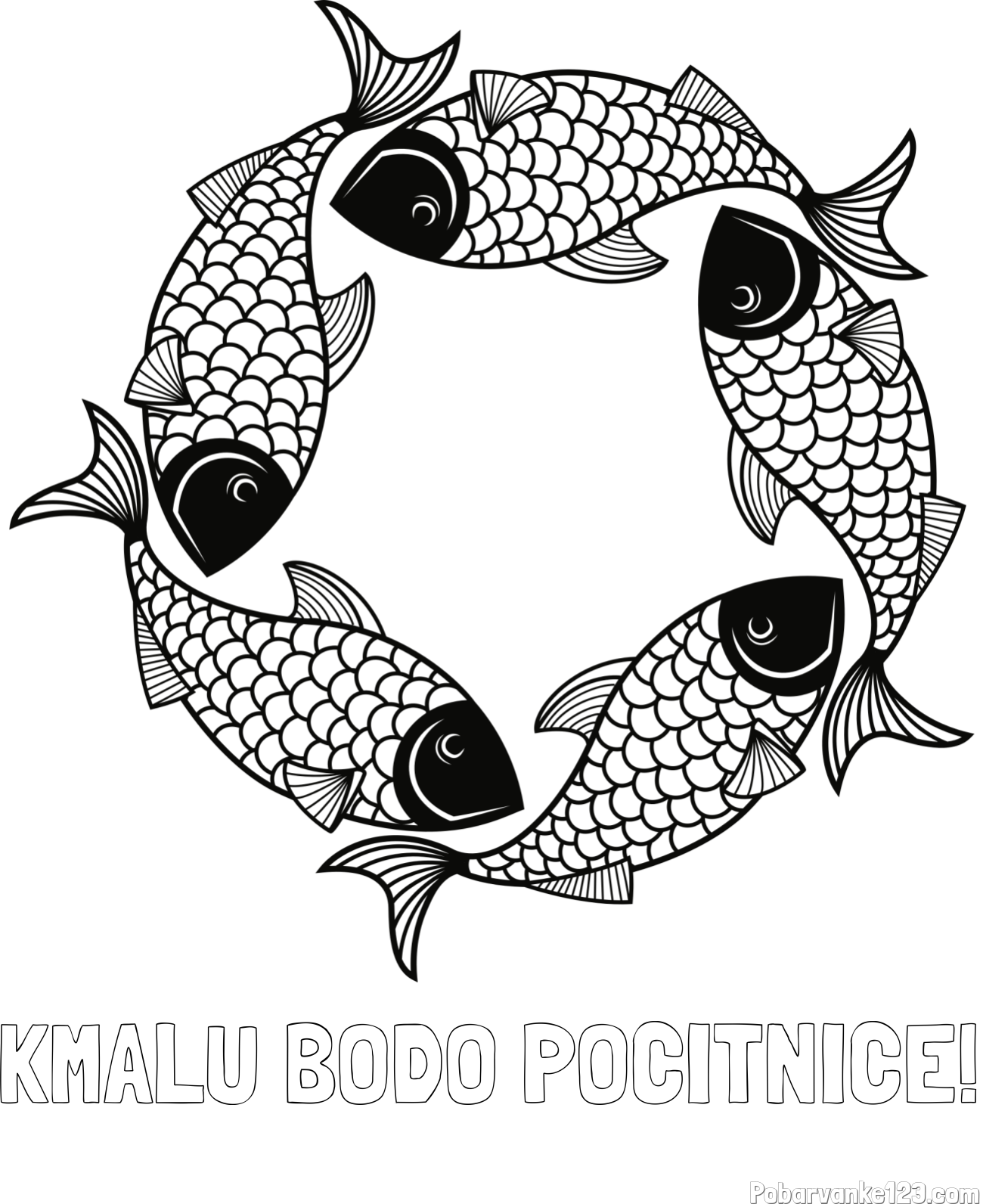 Pobarvanka imena KMALU BODO POČITNICE! in pobarvanka rib - mandale
