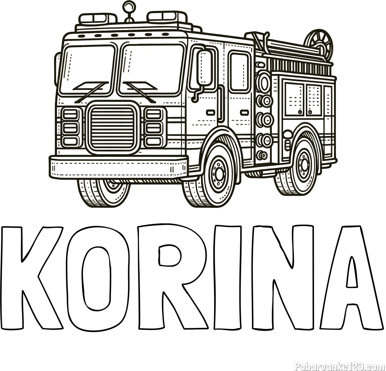 Pobarvanka imena KORINA in pobarvanka gasilskega avta