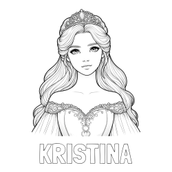 Online izdelana pobarvanka - Pobarvanka imena KRISTINA in pobarvanka realistične princese