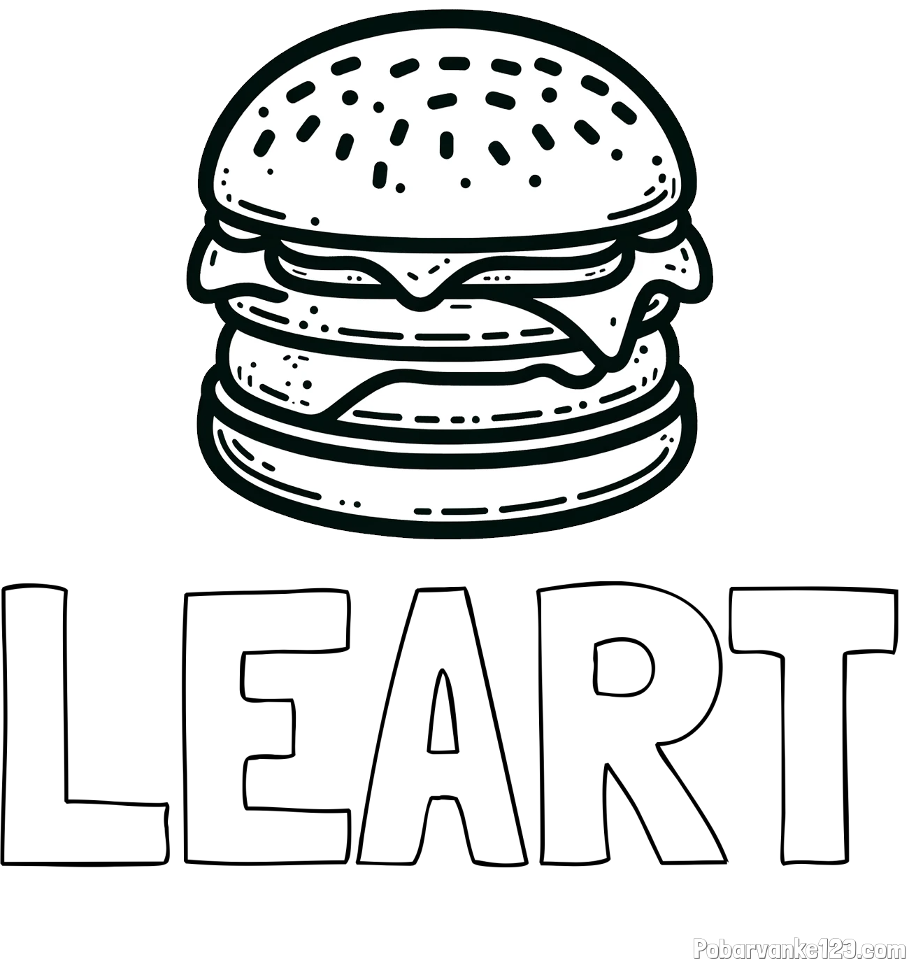 Pobarvanka imena LEART in preprosta pobarvanka hamburgerja