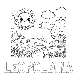 Online izdelana pobarvanka - Pobarvanka imena LEOPOLDINA in otroška pobarvanka narave