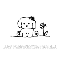 Online izdelana pobarvanka - Pobarvanka imena LUCY PREPOVEDANA POSTELJI in KUŽIKA