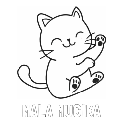 Online izdelana pobarvanka - Pobarvanka imena MALA MUCIKA in pobarvanka razigranega mucka
