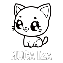 Online izdelana pobarvanka - Pobarvanka imena MUCA IZA in pobarvnaka ljubke muce v anime slogu