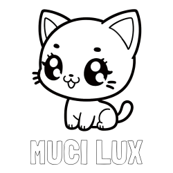 Online izdelana pobarvanka - Pobarvanka imena MUCI LUX in pobarvnaka ljubke muce v anime slogu