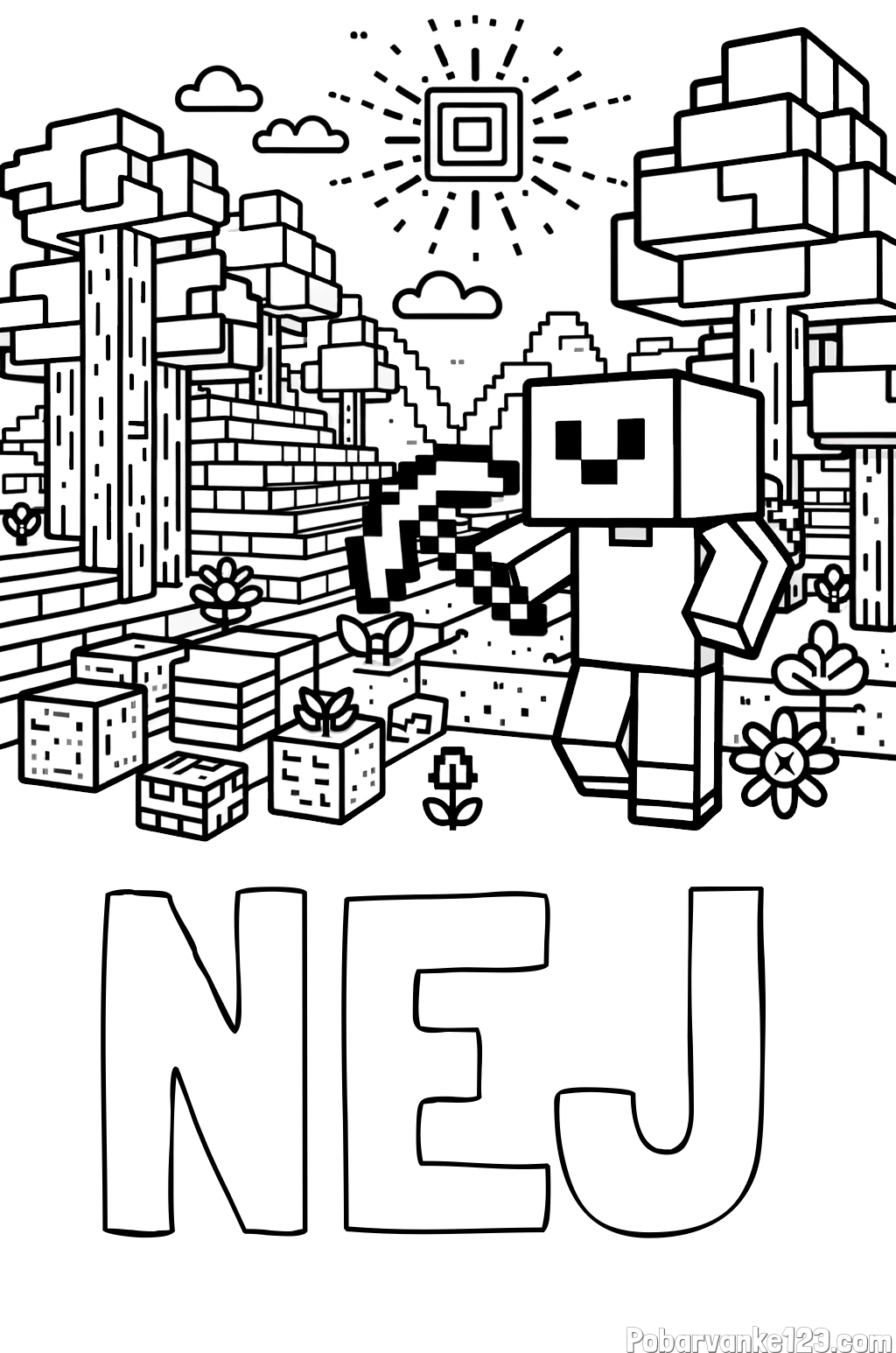 Pobarvanka imena NEJ in pobarvanka Minecraft sveta