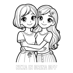 Online izdelana pobarvanka - Pobarvanka imena NEŽA IN BRINA BFF in pobarvanka ljubkih prijateljic