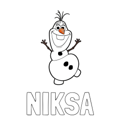 Online izdelana pobarvanka - Pobarvanka imena NIKSA in pobarvanka ljubkega snežaka Olaf