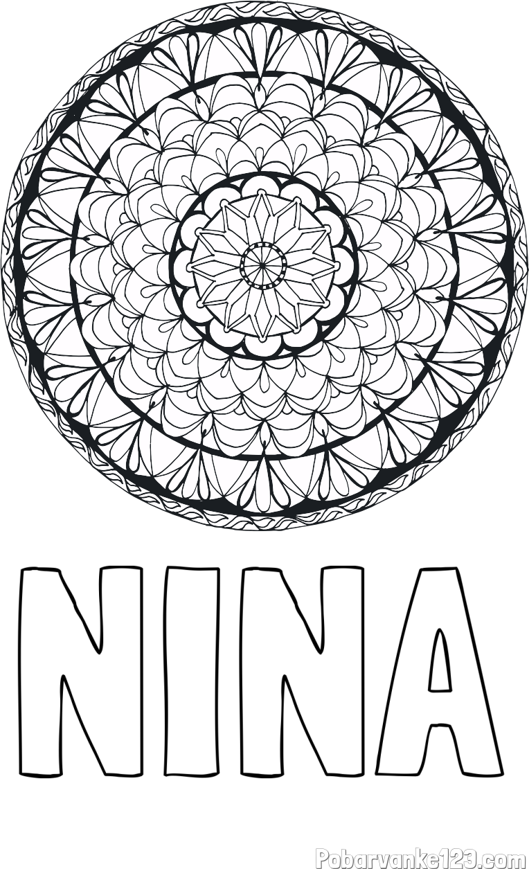 Pobarvanka imena NINA in mandale 4