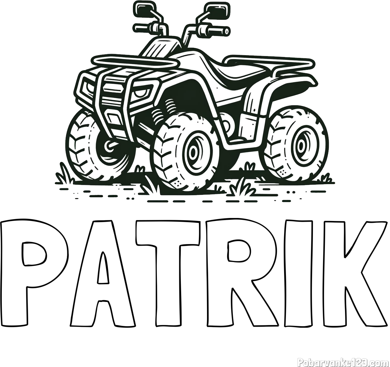 Pobarvanka imena PATRIK in pobarvanka štirikolesnika