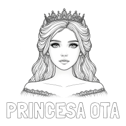 Online izdelana pobarvanka - Pobarvanka imena PRINCESA OTA in pobarvanka prikupne princeske s čudovitimi očmi