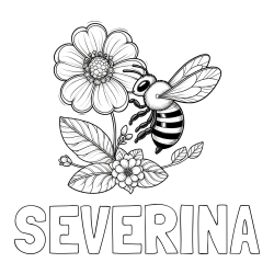 Online izdelana pobarvanka - Pobarvanka imena SEVERINA in otroška pobarvanka čebelice in rožice